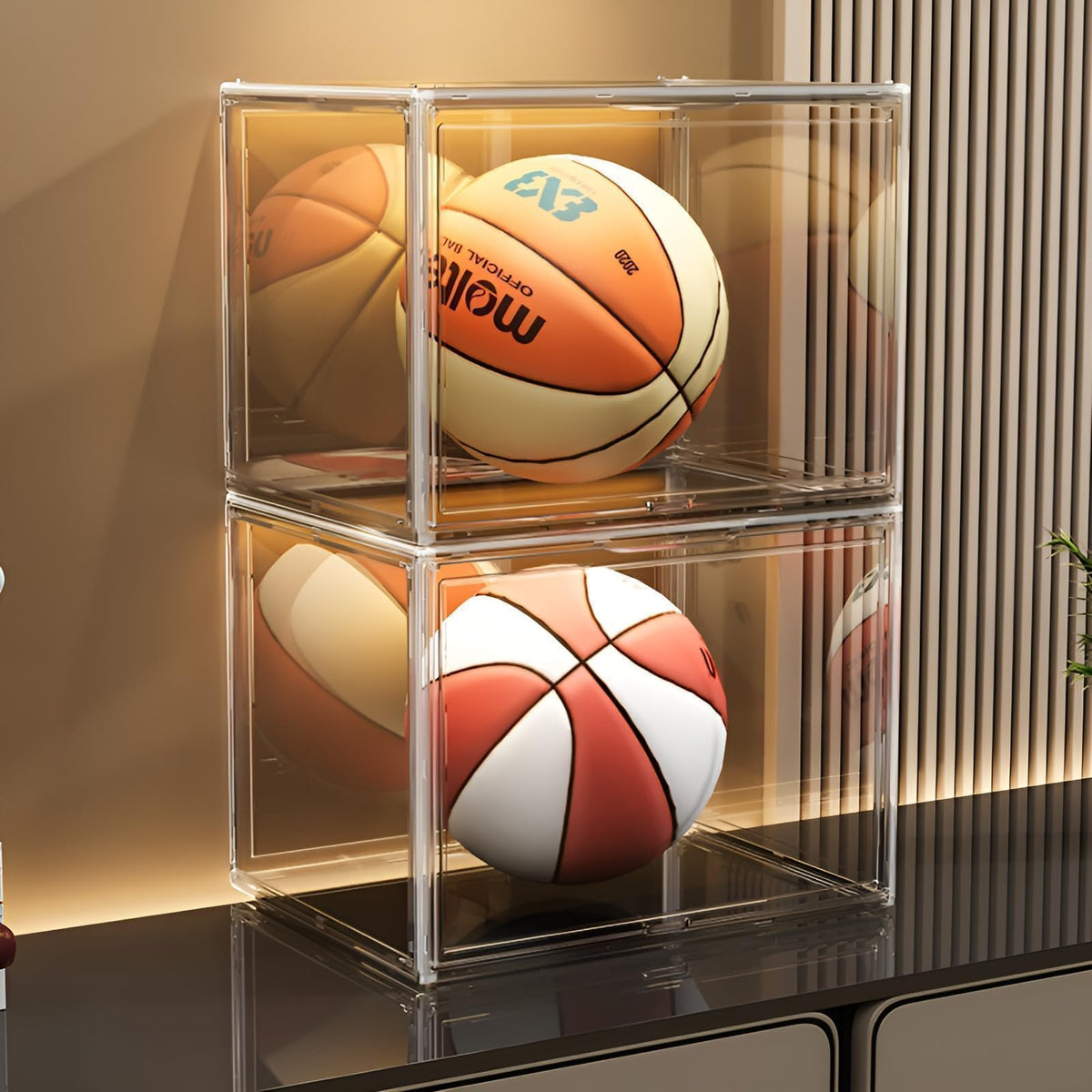 Large Clear Stackable Acrylic Storage Bins with Door (3 Count)