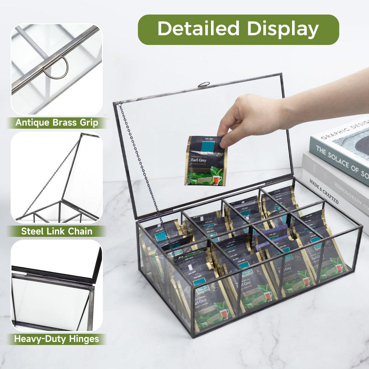 Glass Tea Bag Organizer with Lid