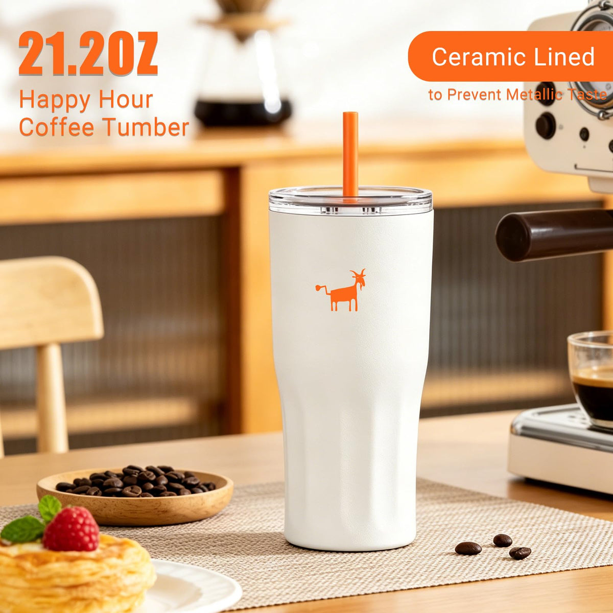 Ceramic Travel Tumbler Ceramic Coffee Mug with 2 Lids
