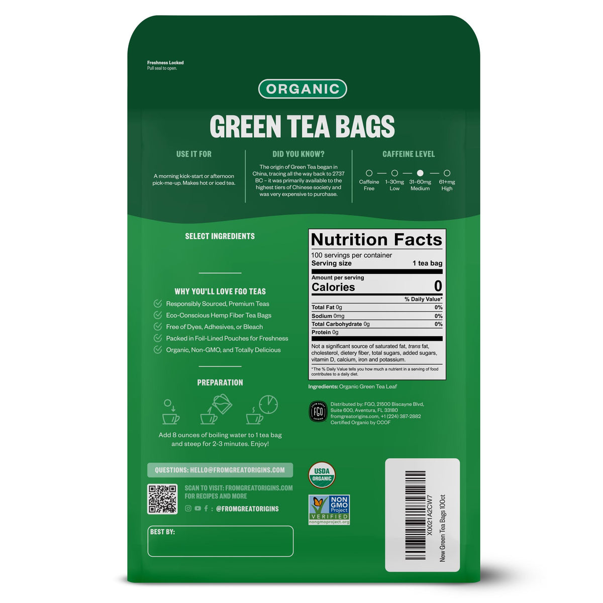Organic Green Tea (100 Count)