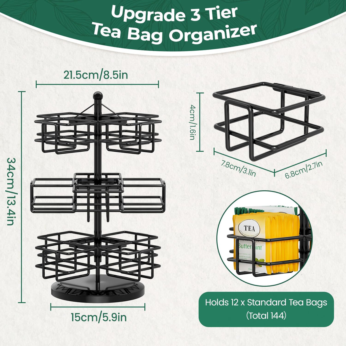 Tea Bag Holder Organizer for Counter
