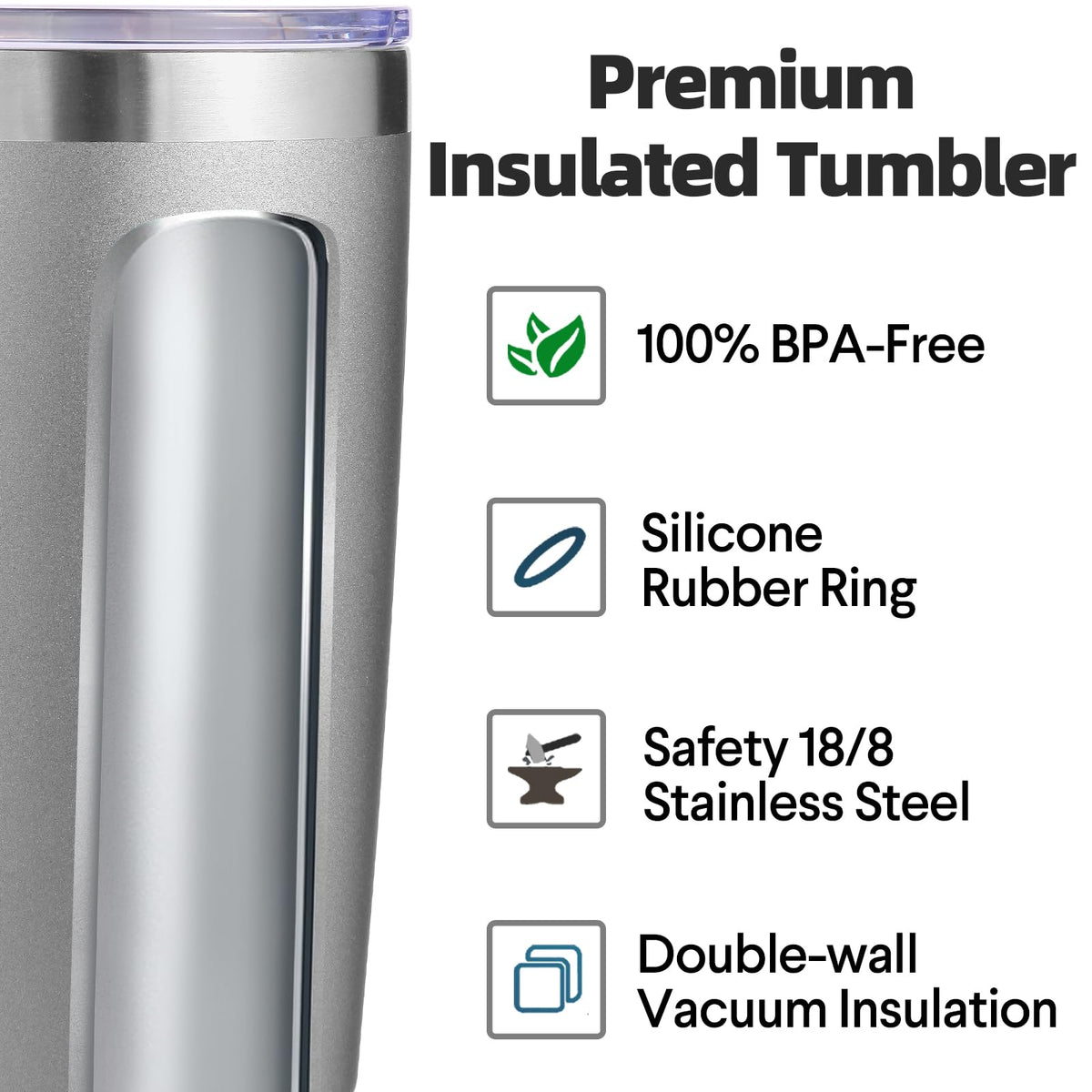20oz Stainless Steel Tumbler with Lid and Straw Bulk 4 Pack (4 Count)