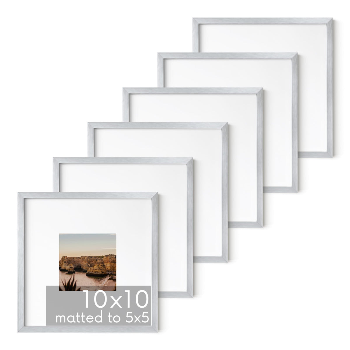10x10 Silver Metal Picture Frames Matted to 5x5
