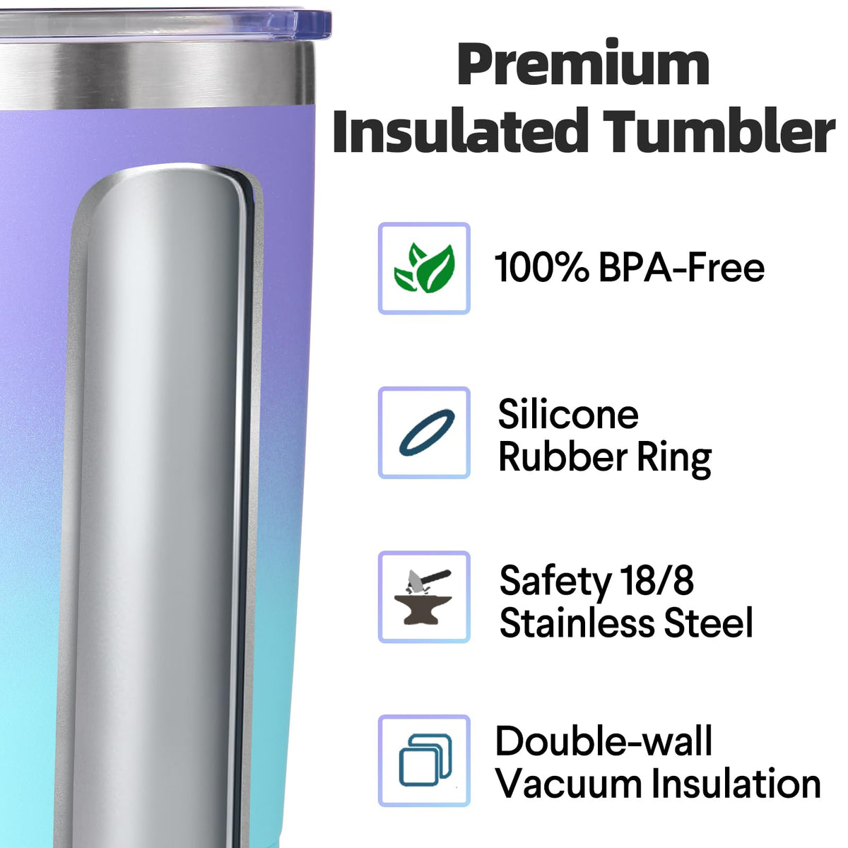 20oz Stainless Steel Tumbler with Lid and Straw