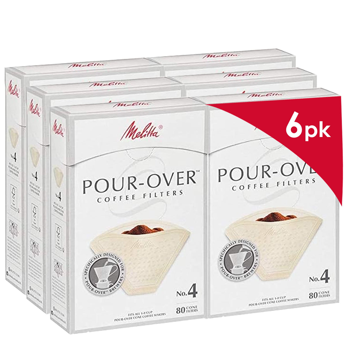 4 Pour Over Cone Coffee Filters (480 Count)