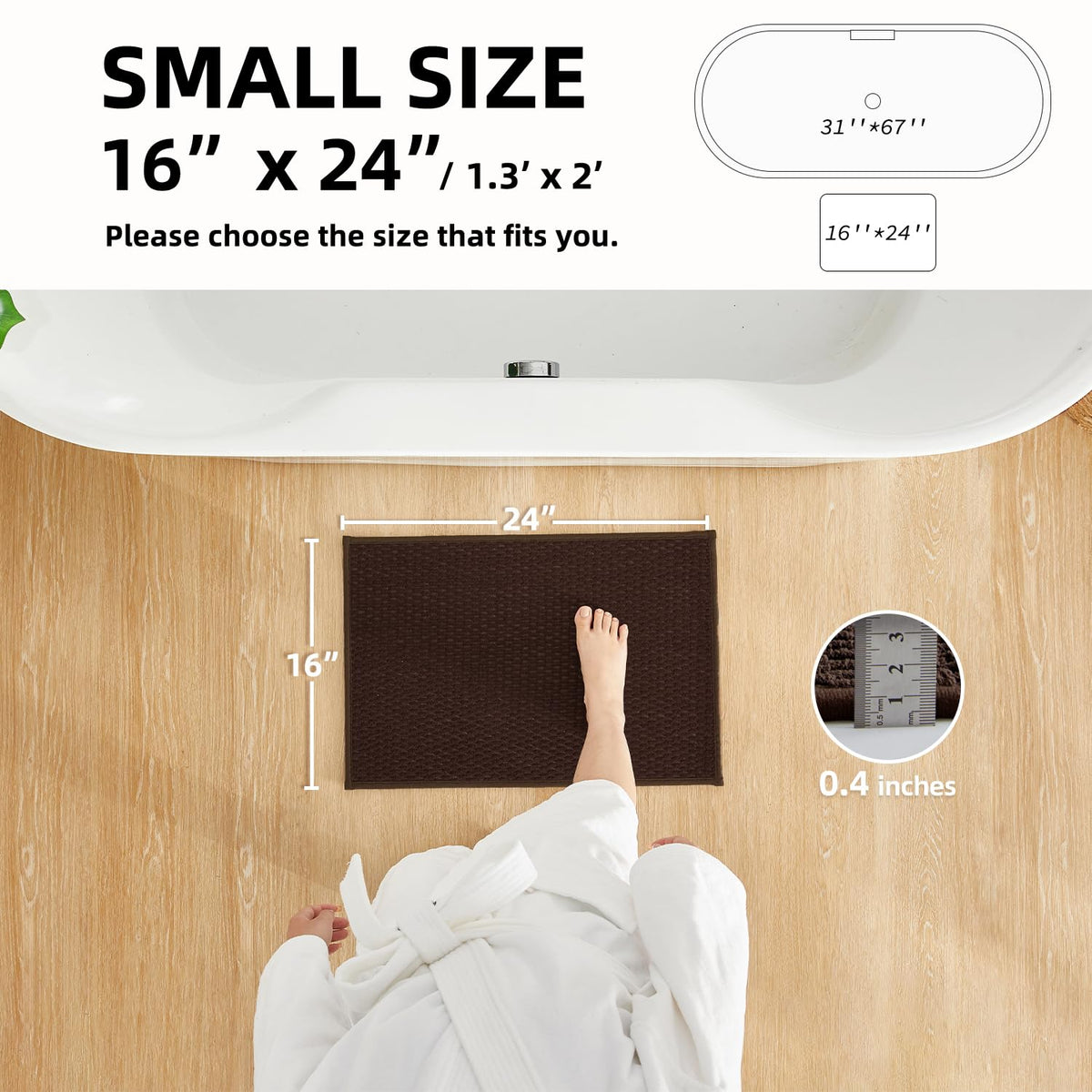 Bathroom Rugs Non Slip Washable (2.666 Sq Ft)