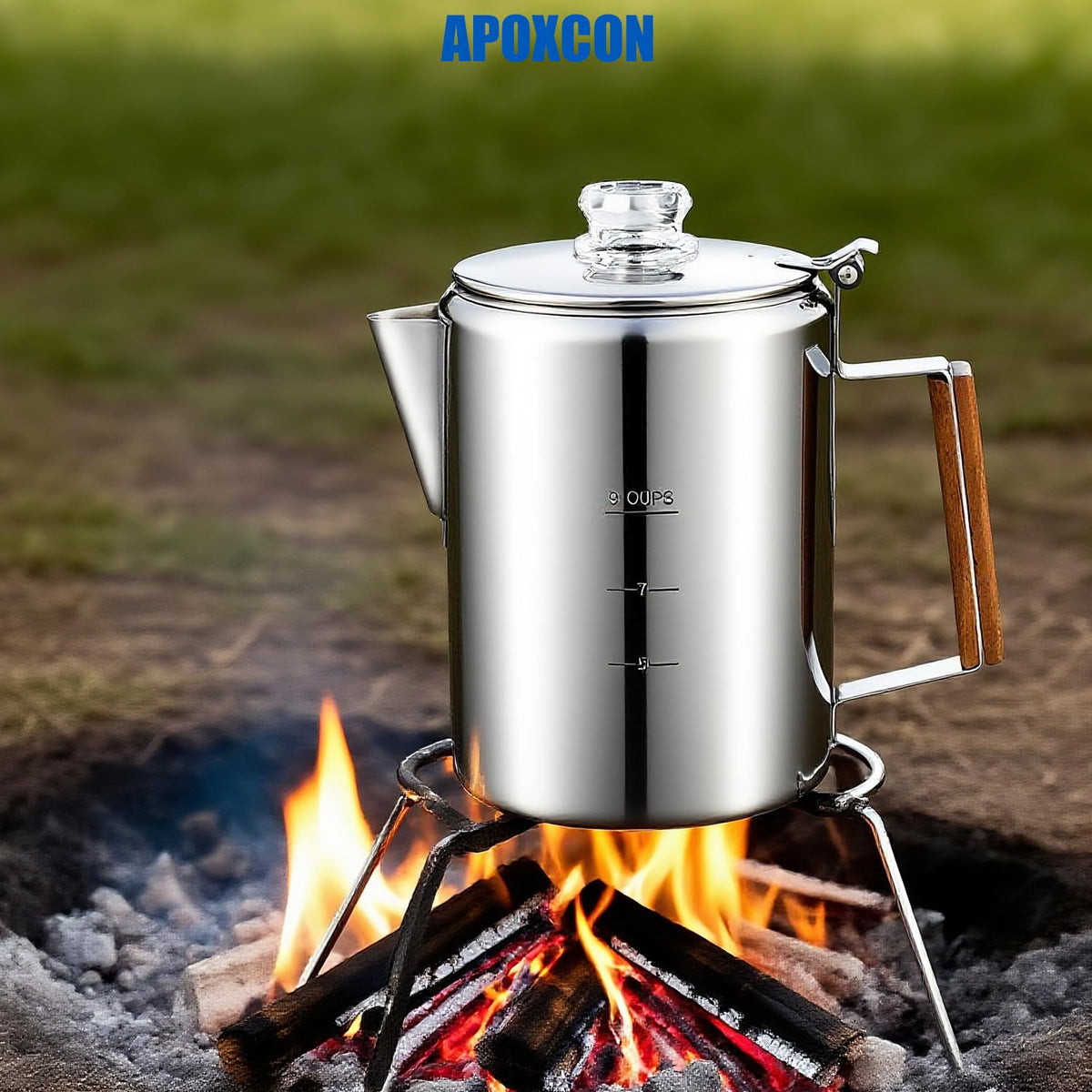 Coffee Percolator Camping Coffee Pot Stainless Steel with Glass Knob Using on any Stovetop (9 Count)
