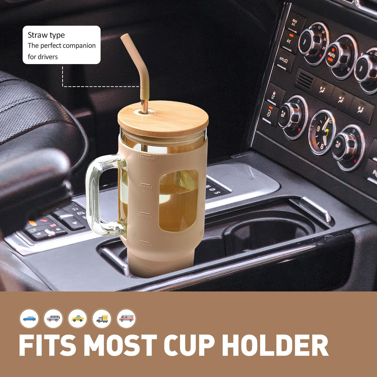 Glass Tumbler with Straw and Lid