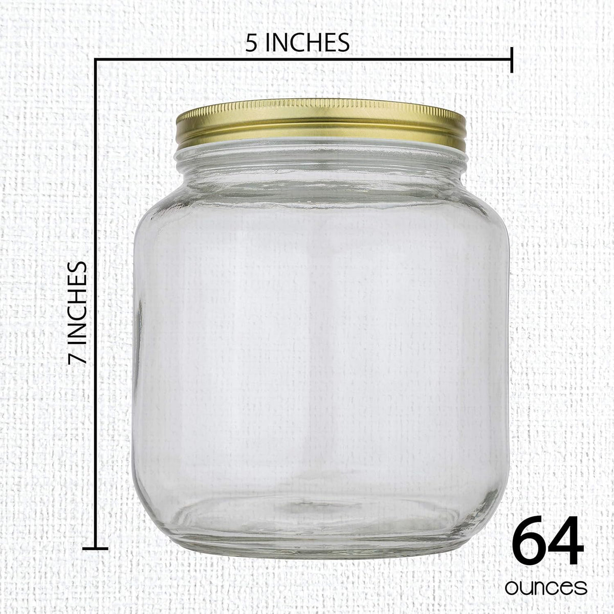 Half Gallon Mason Jar Wide Mouth with Airtight Metal Lid