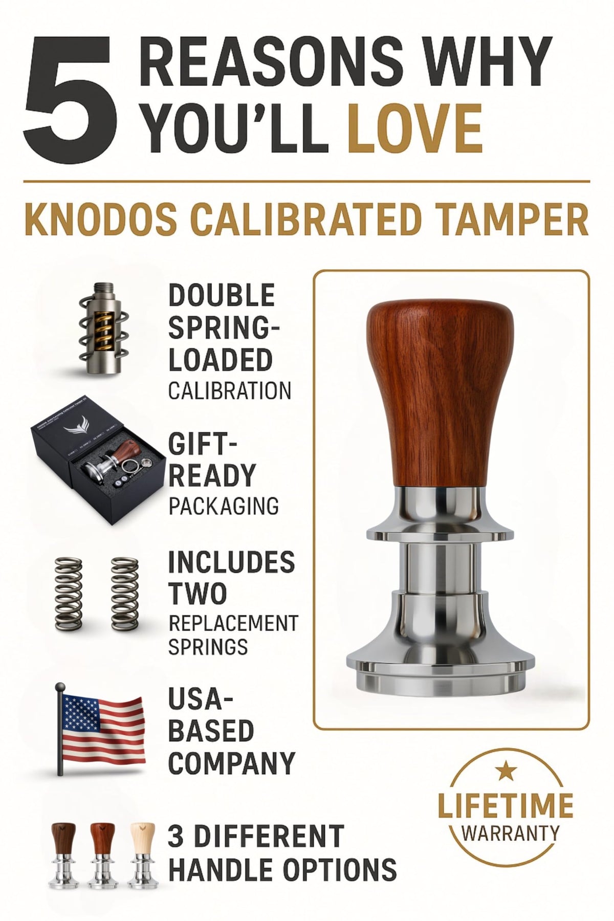54mm Espresso Tamper for Breville Machine Rosewood KNODOS Auto Leveling