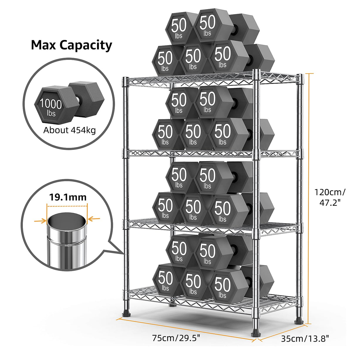 1000 lbs Storage Shelving Steel Heavy Duty 4