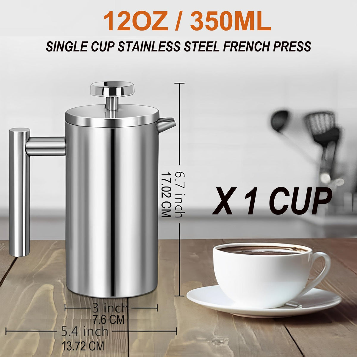 Small French Press Coffee Maker 1 Cup