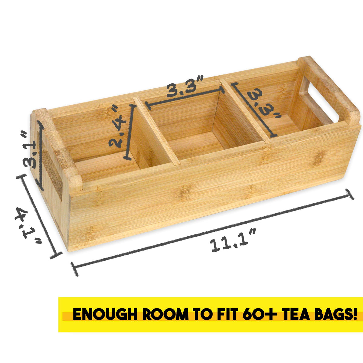 Bamboo Tea Organizer Box Chemical Free Eco