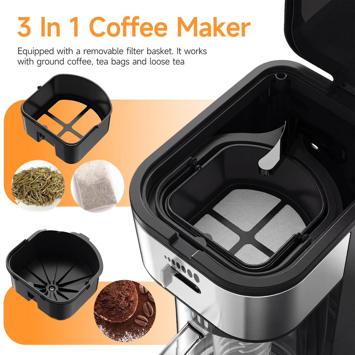 Iced Coffee Tea Maker With Reusable Filter Basket 3 QT Pitcher Iced Tea And Coffee Machine