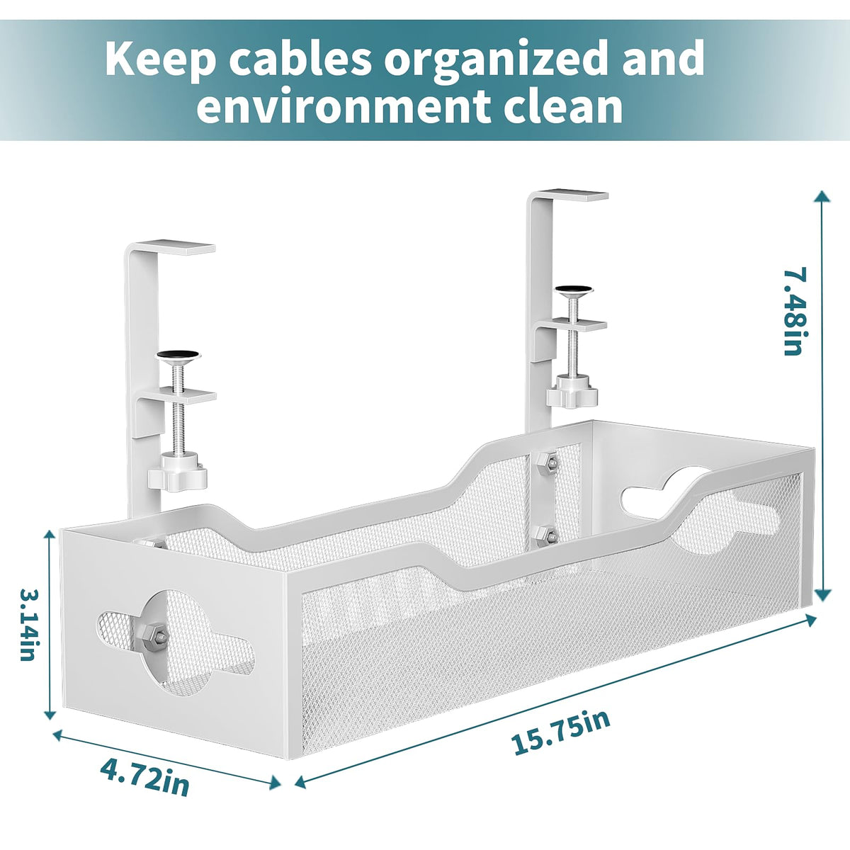 Under Desk Cable Management Tray White