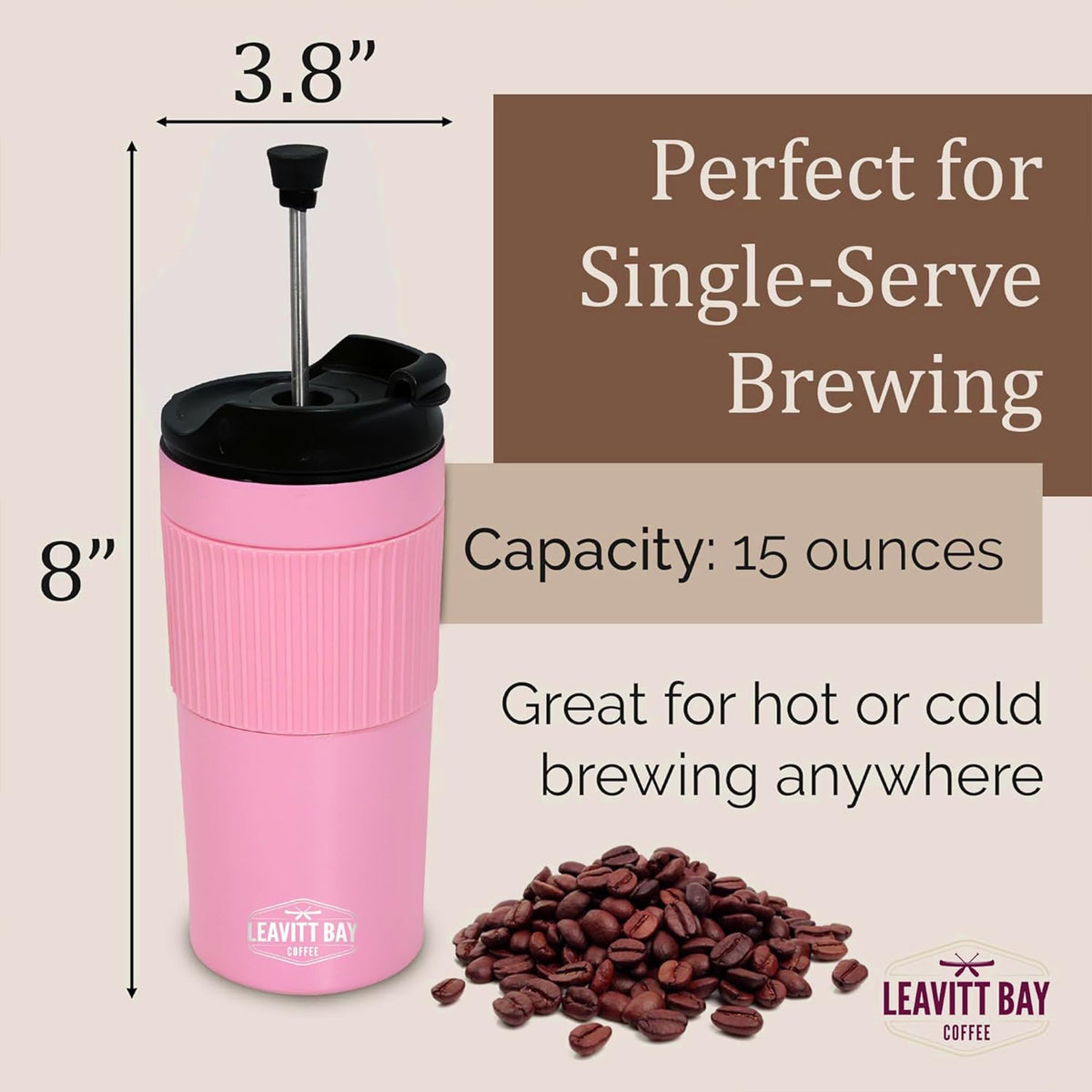 Pink Portable French Press Travel Mug & Coffee Maker