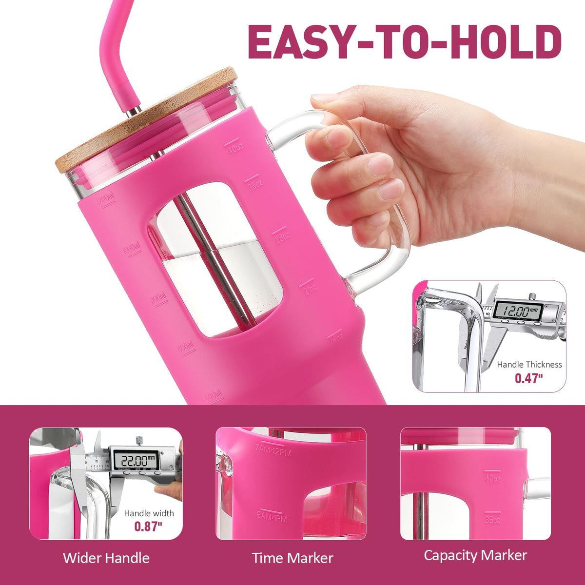 Glass Tumbler with Straw and Lid