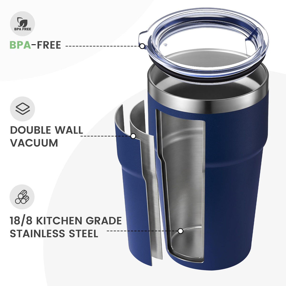 16oz Tumbler Double Wall Vacuum Insulated Travel Mug Bulk (12 Count)