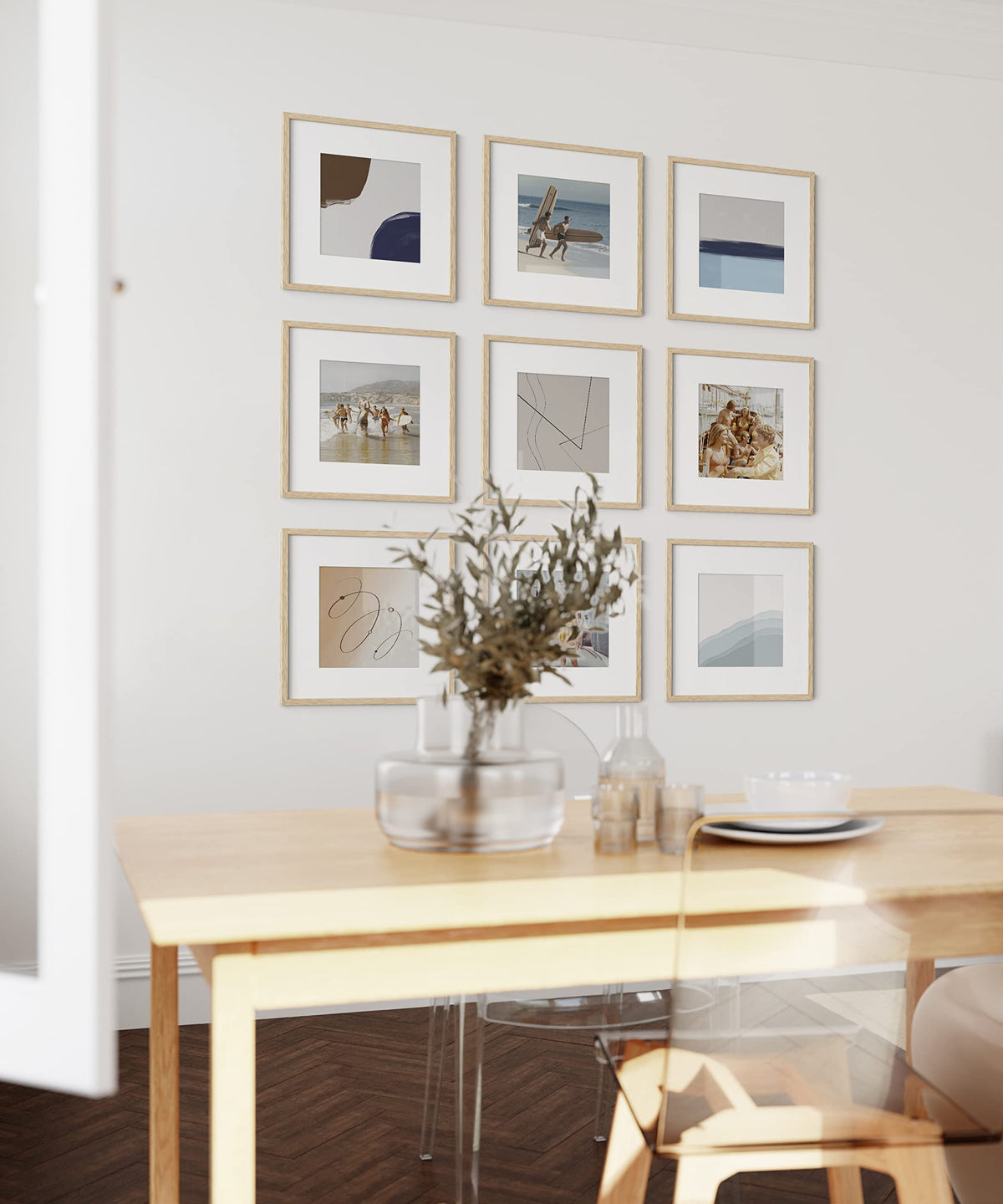 Beige Oak Wood 12x12 Picture Frames (9 Count)