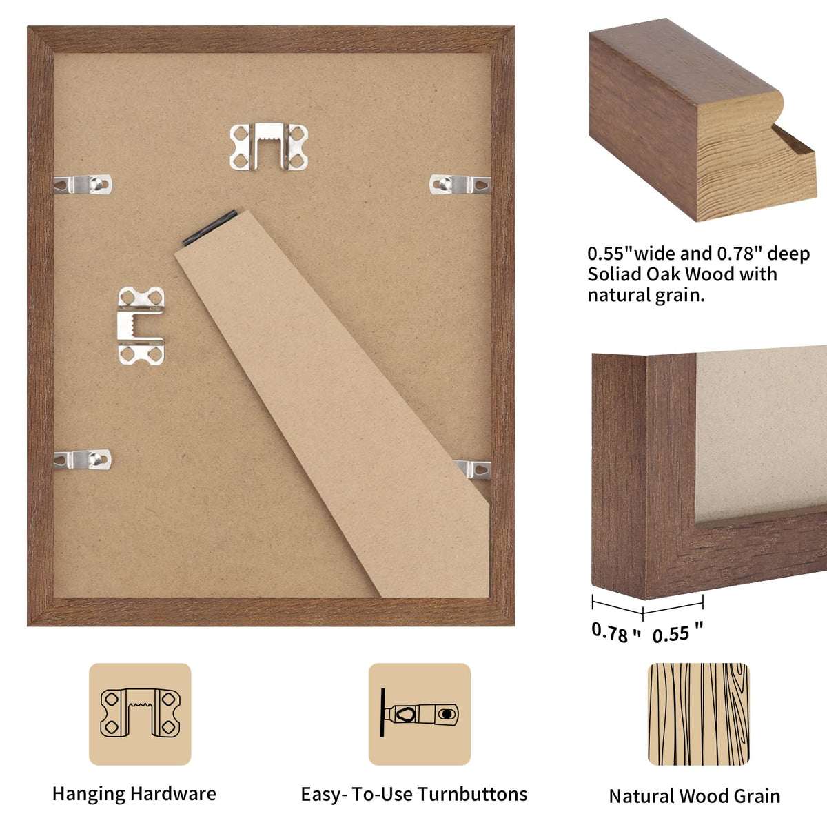 4x6 Solid Oak Wood Picture Frame