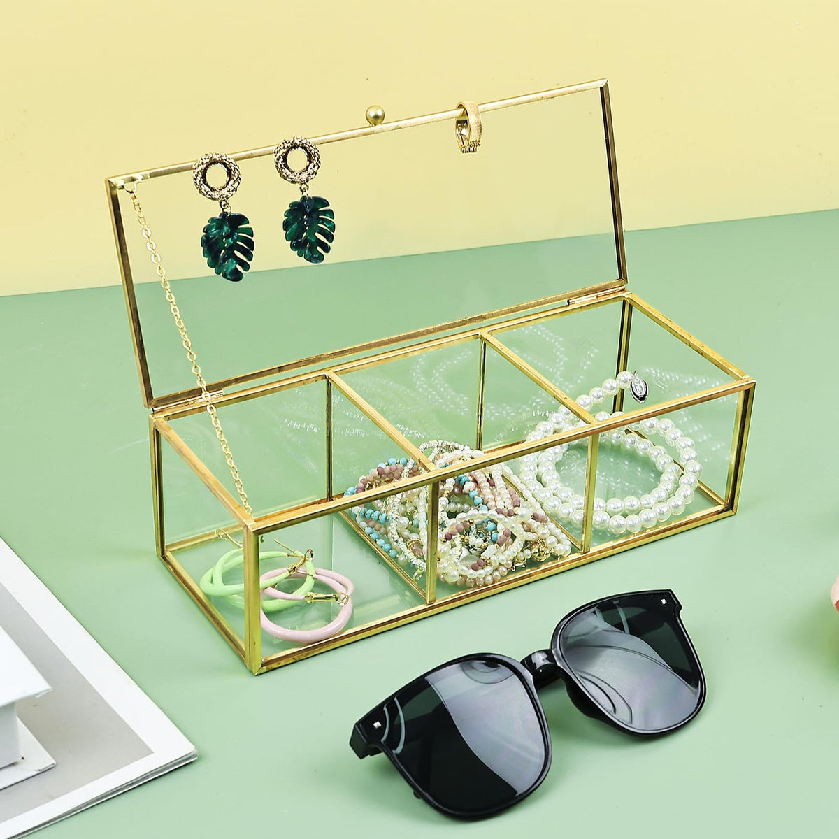 Glass Tea Bag Organizer Countertop Storage Box