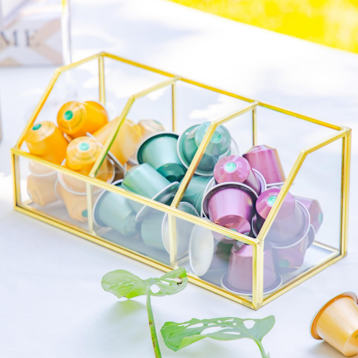 Glass Tea Bags Organizer with 3 Slots