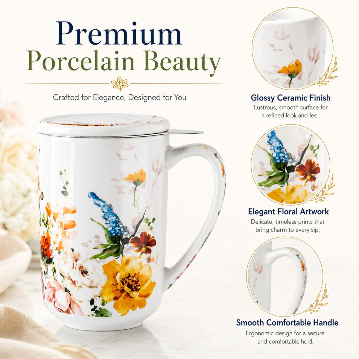 Tea Mug with Infuser and Lid