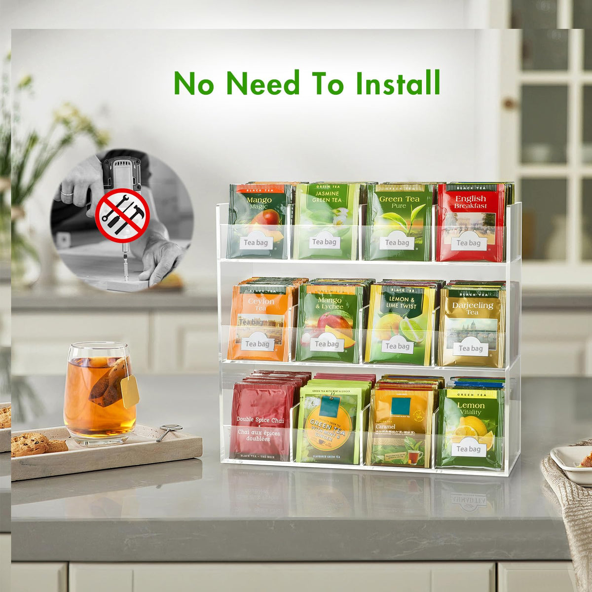Acrylic Tea Bag Organizer for 216 Tea Packets
