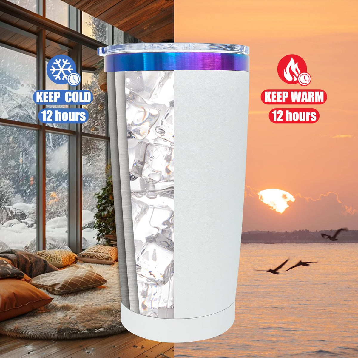 20 oz Tumbler Bulk Stainless Steel Tumblers with Lids and Straws White (8 Count)