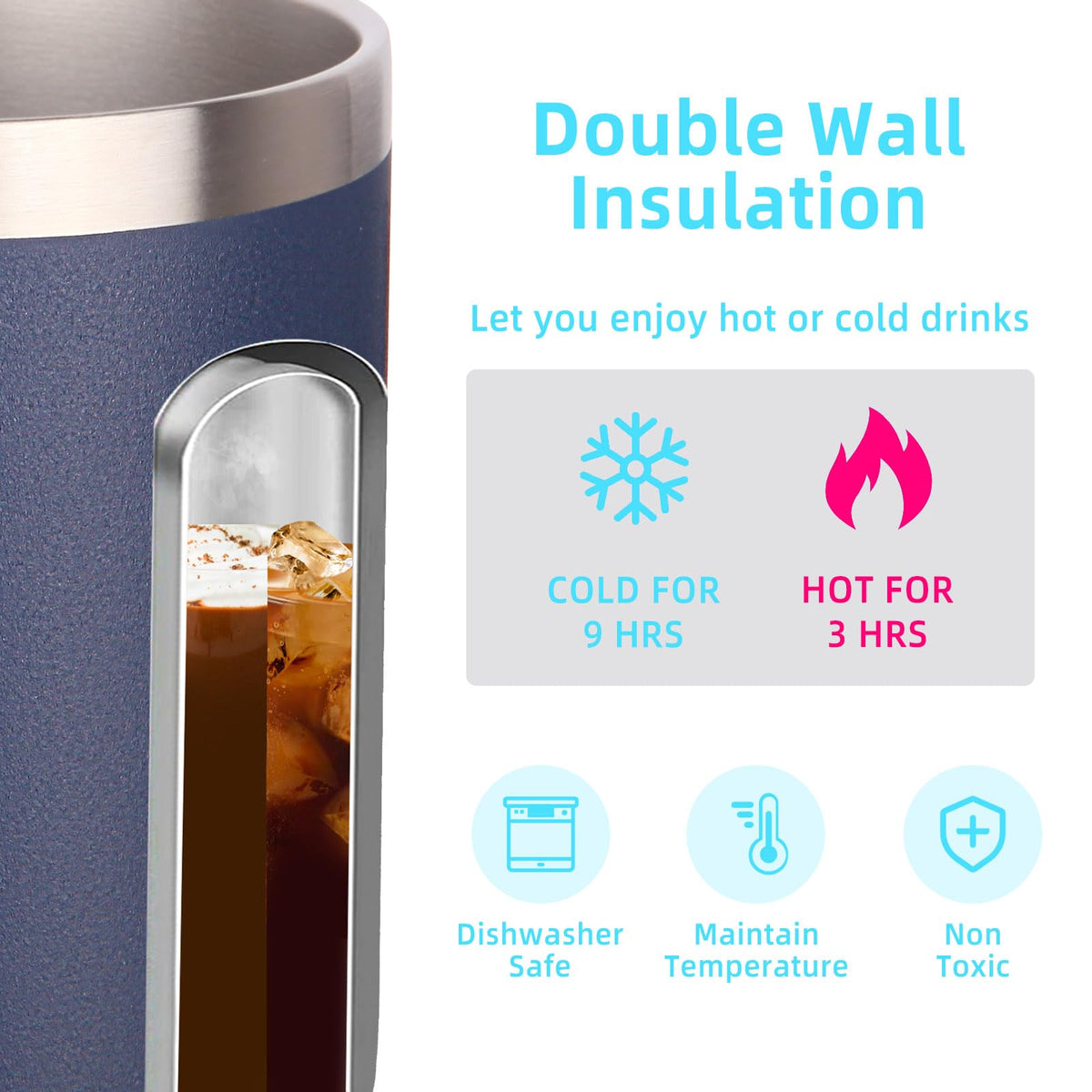 14oz Insulated Stainless Steel Coffee Mug with Lid Bulk 8 Pack (8 Count)