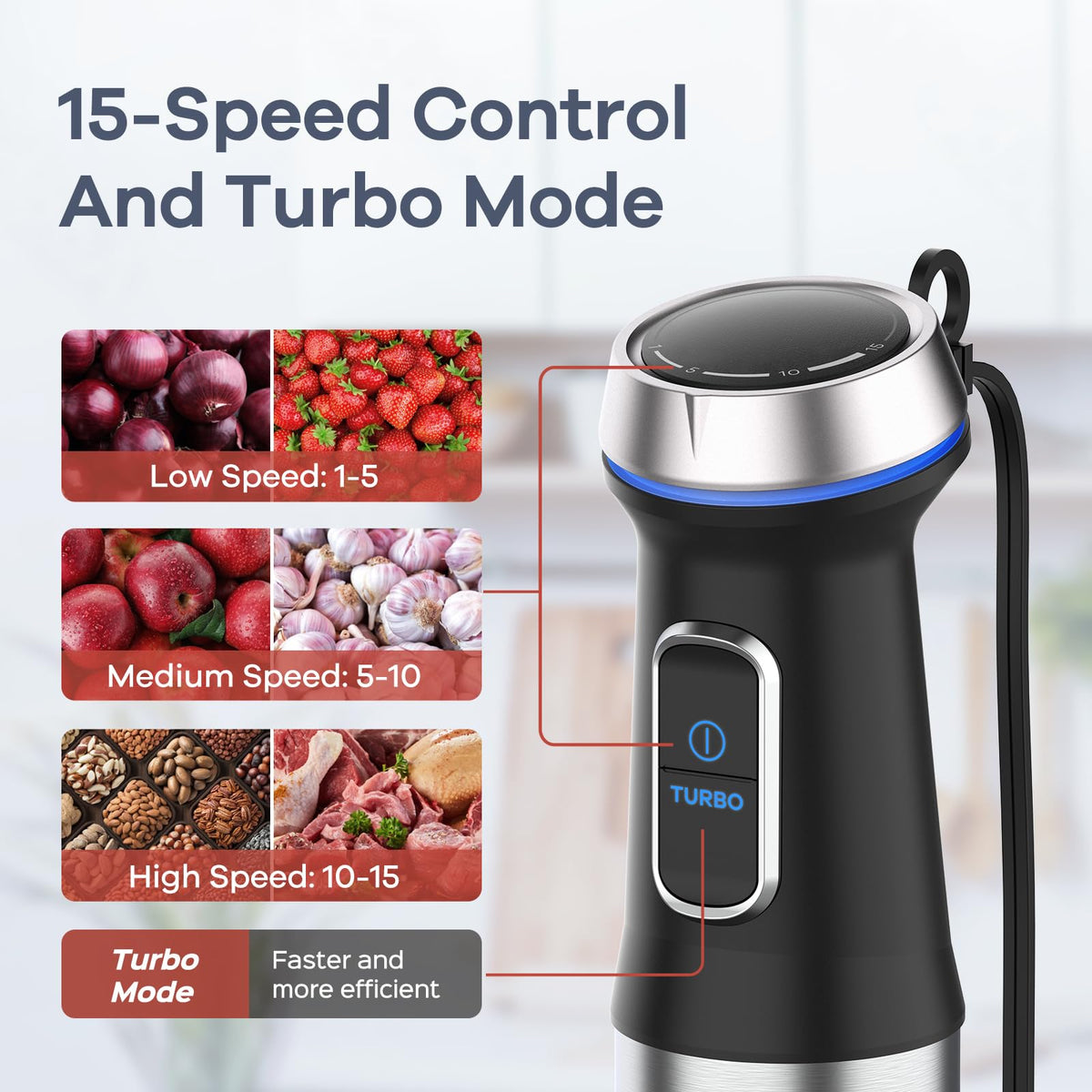 Immersion Blender 5 in 1 Hand Blender Max 1000W Heavy Duty Motor