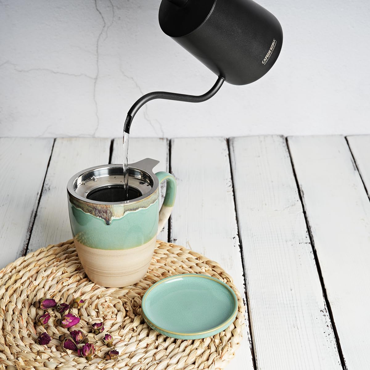 Ceramic Tea Cup with Infuser and Lid
