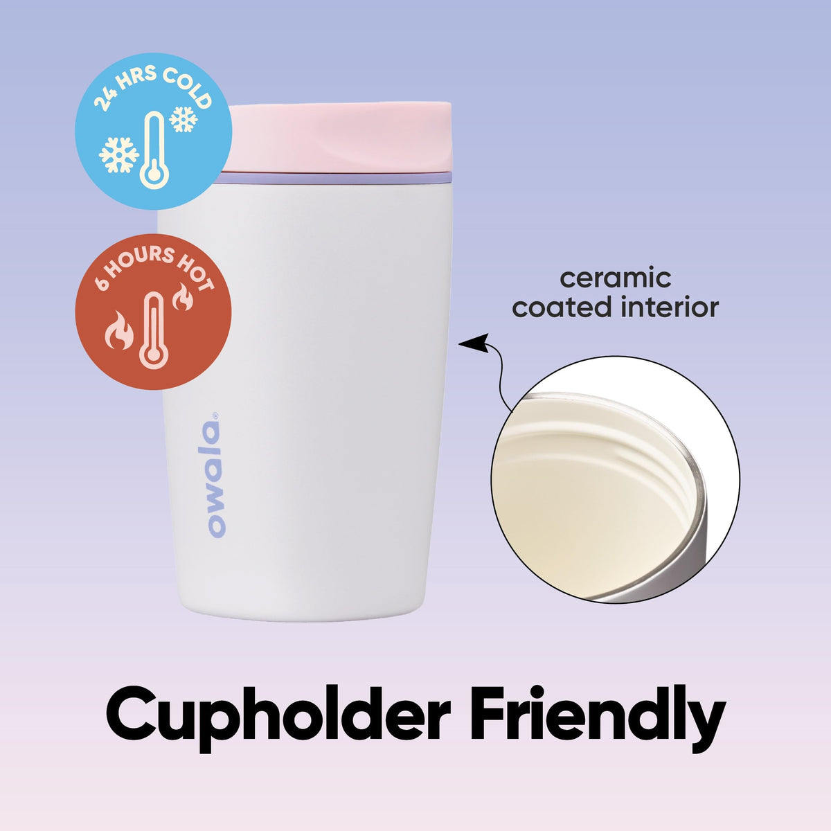 SmoothSip Slider Insulated Travel Coffee Cup 12 oz Candy Coated