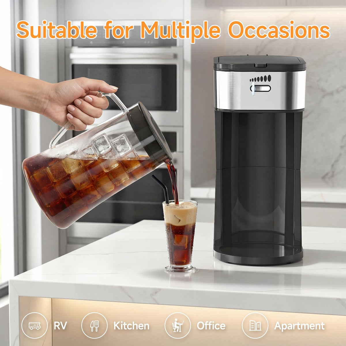 Iced Coffee Tea Maker With Reusable Filter Basket 3 QT Pitcher Iced Tea And Coffee Machine