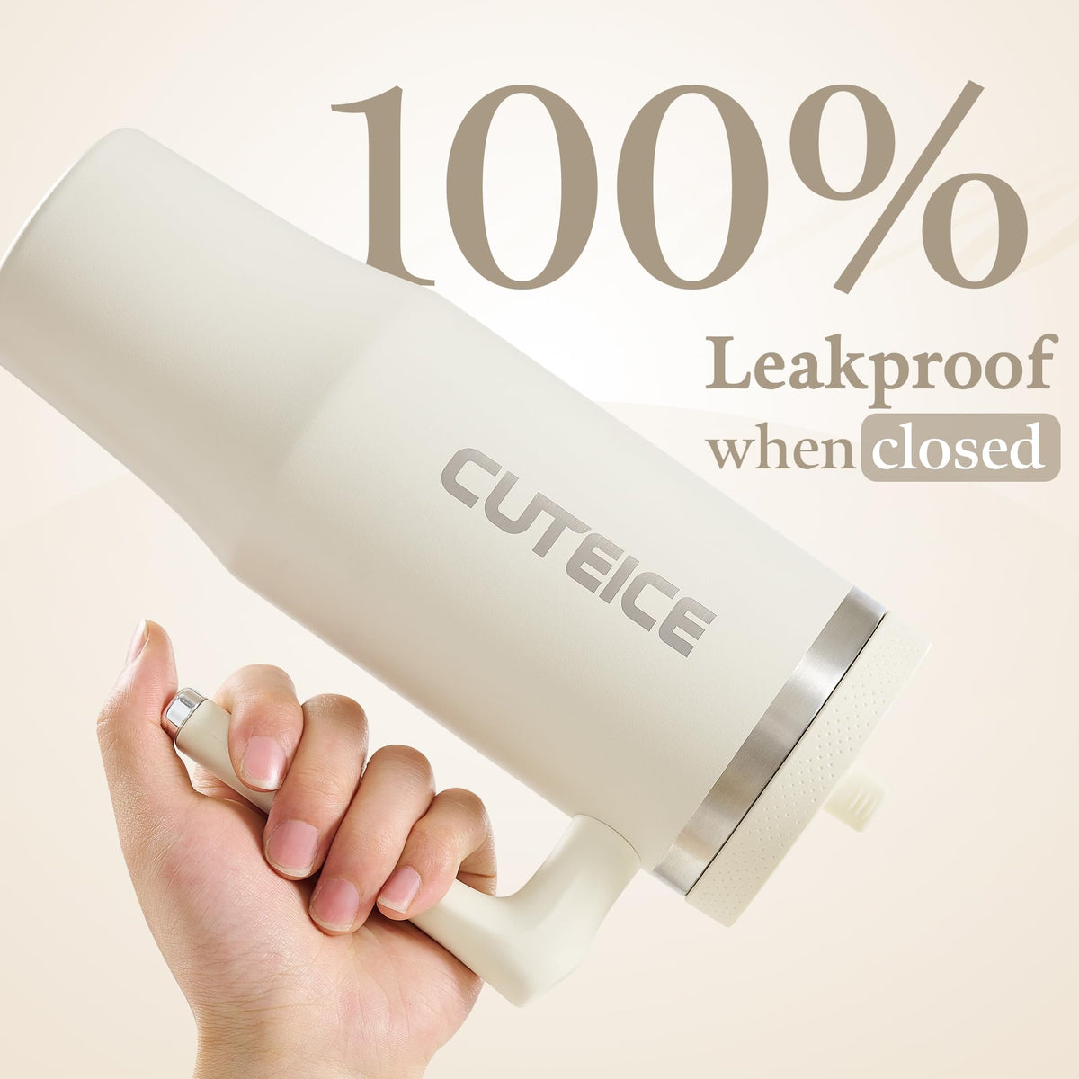 Cream 30 oz Insulated Tumbler with Handle Coffee Tumbler Cups with Lid and Straw