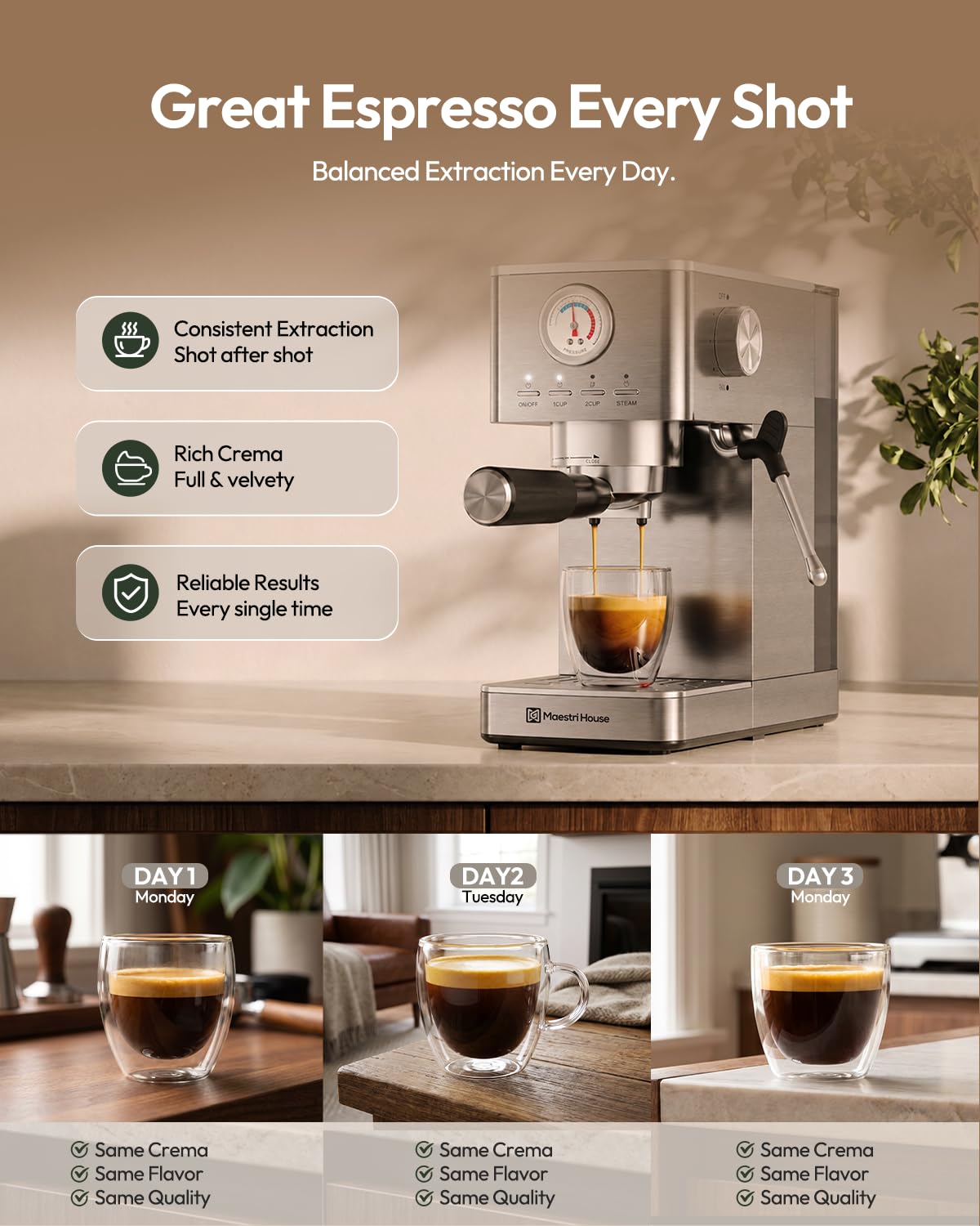 Slim Espresso Machine with Milk Frother