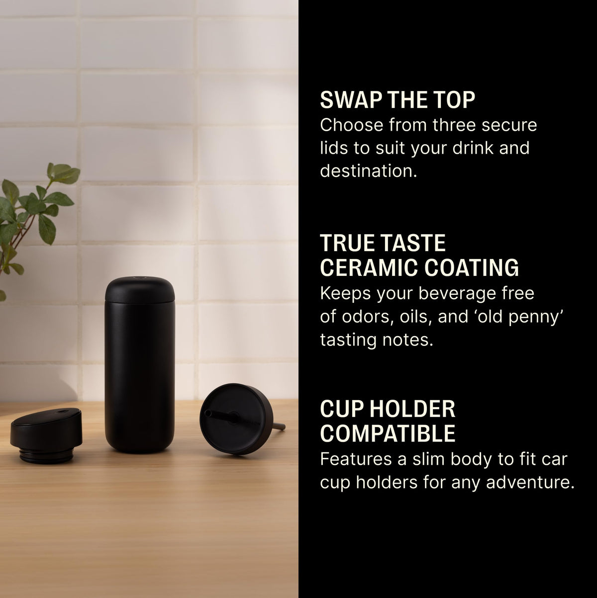 Carter 3-in-1 Ceramic Lined Travel Coffee Mug Tumbler 16 oz
