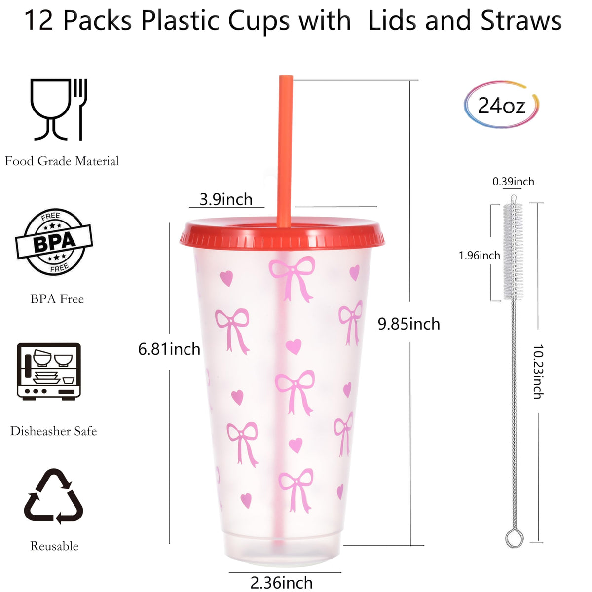 24 oz Reusable Plastic Cups (24 Count)