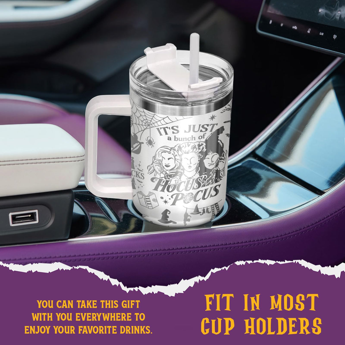 Hocus Witch Sisters Funny 40 oz Tumbler with Handle