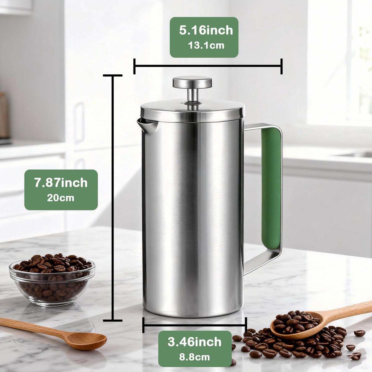 Stainless Steel French Press Coffee Maker 21OZ