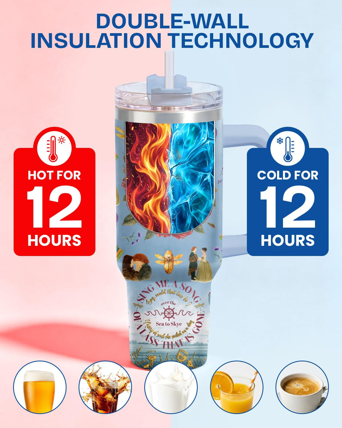 Highland Romance Time 40 oz Tumbler with Handle