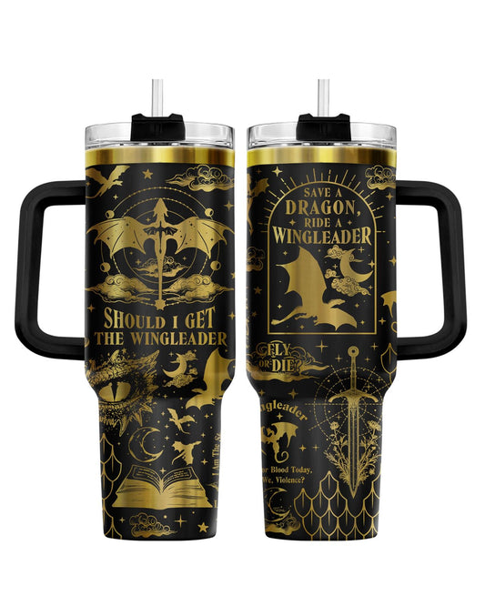 Wingleader Dragon Fantasy Book 40 oz Tumbler with Handle