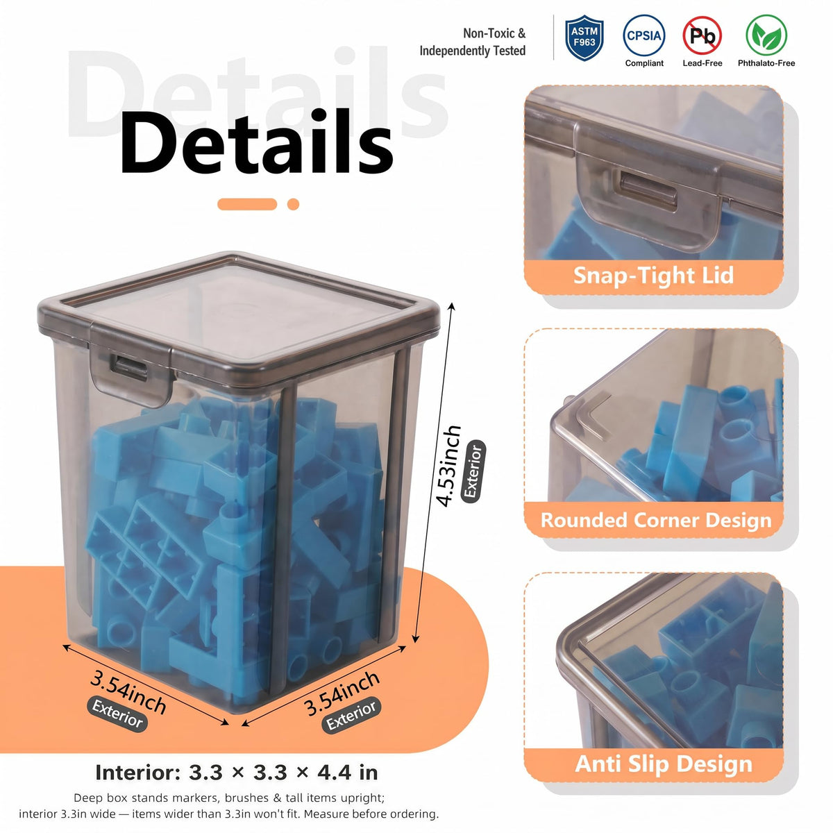10 Pack Deep Black Square Storage Box (10 Count)