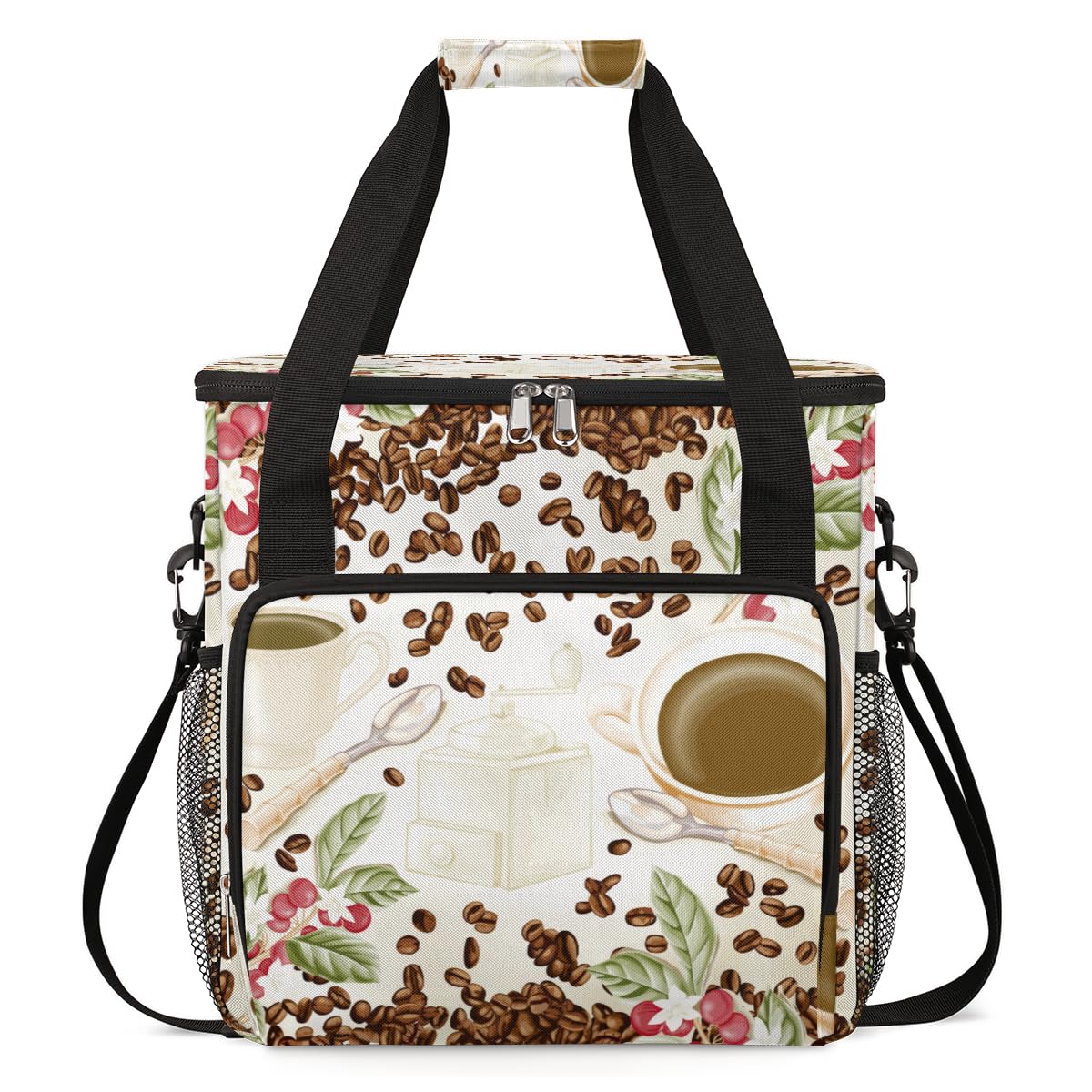 Watercolor Coffee Bean Coffee Maker Carring Bag Cafe Travel Carrying Storage Tote Bag Compatible with Keurig K