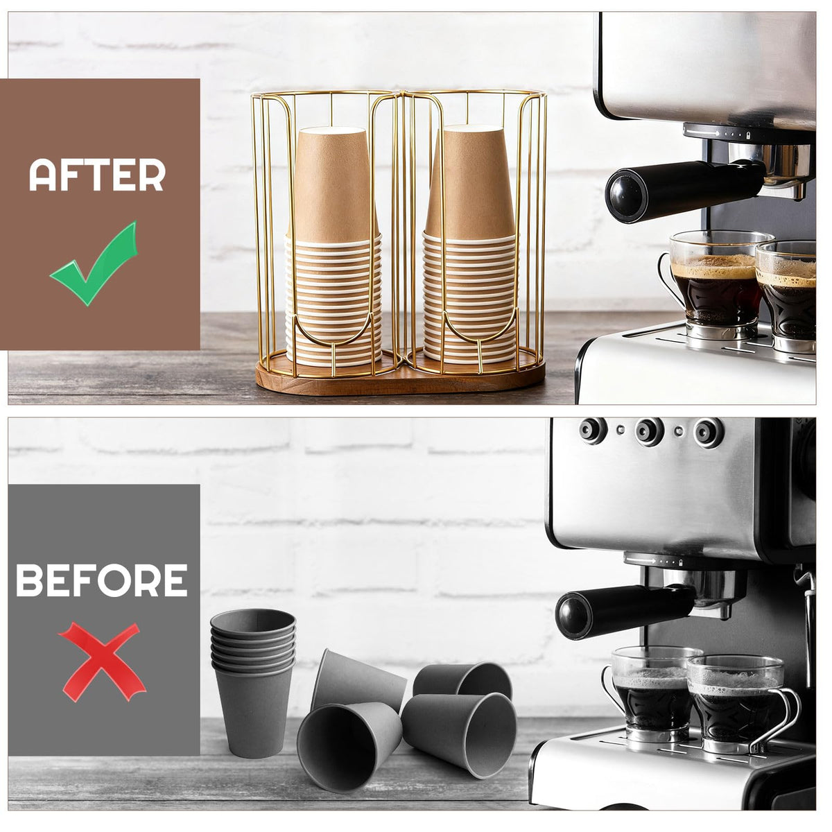 18oz Adjustable Coffee Cup Dispenser with Wooden Base