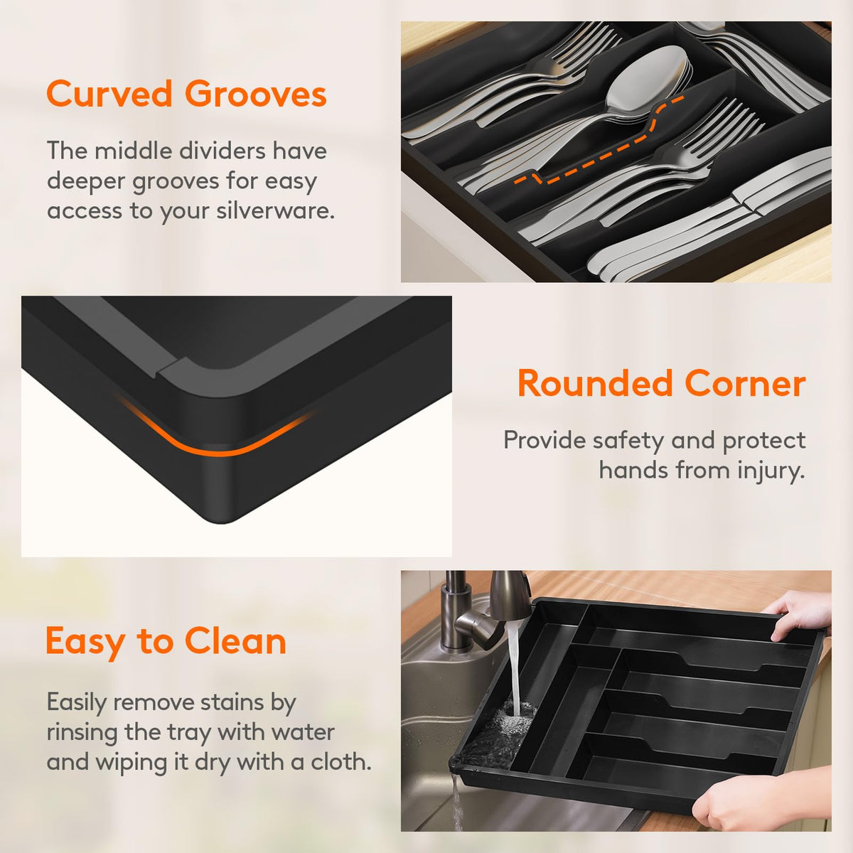 Silverware Drawer Organizer Tray