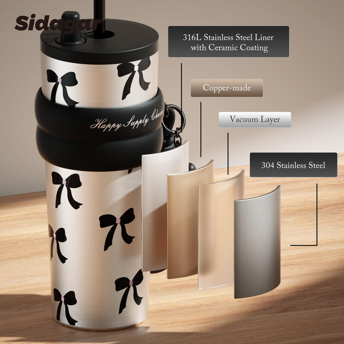 24 oz Stainless Steel Tumbler with Lid and Straw