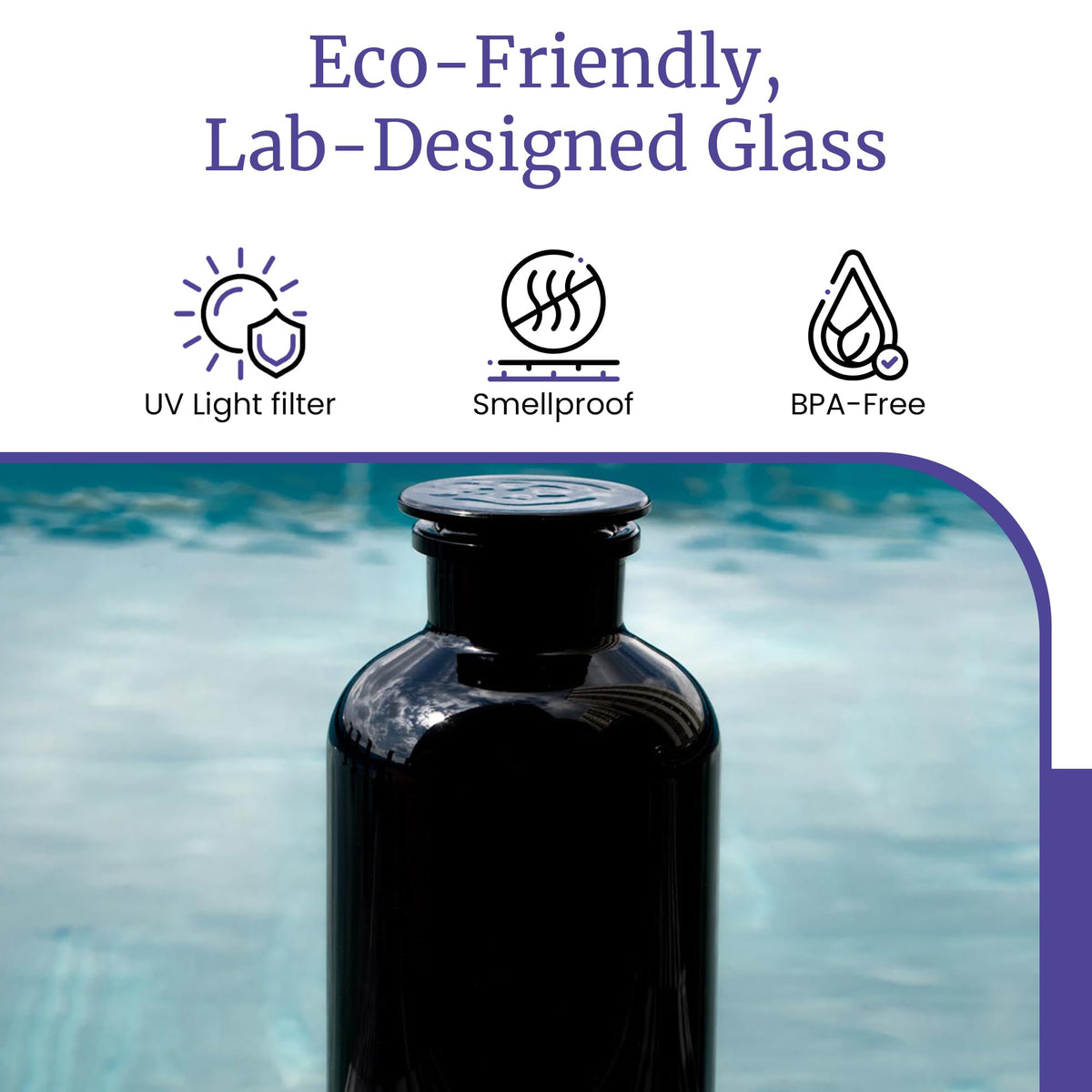 2L (68 Fl oz) Black Ultraviolet Blocking Glass Apothecary Jar Airtight Smell‑Proof Refillable Container for Herbs, Spices, Tea & Essential Oils
