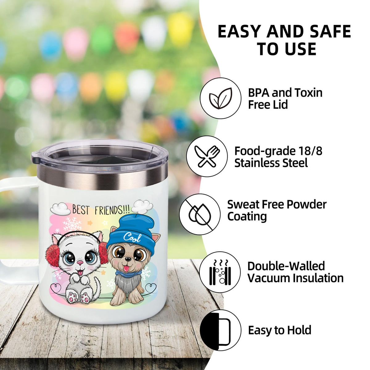 14oz sublimation Insulated Stainless Steel Coffee Mug with Lid Bulk 8 Pack (8 Count)