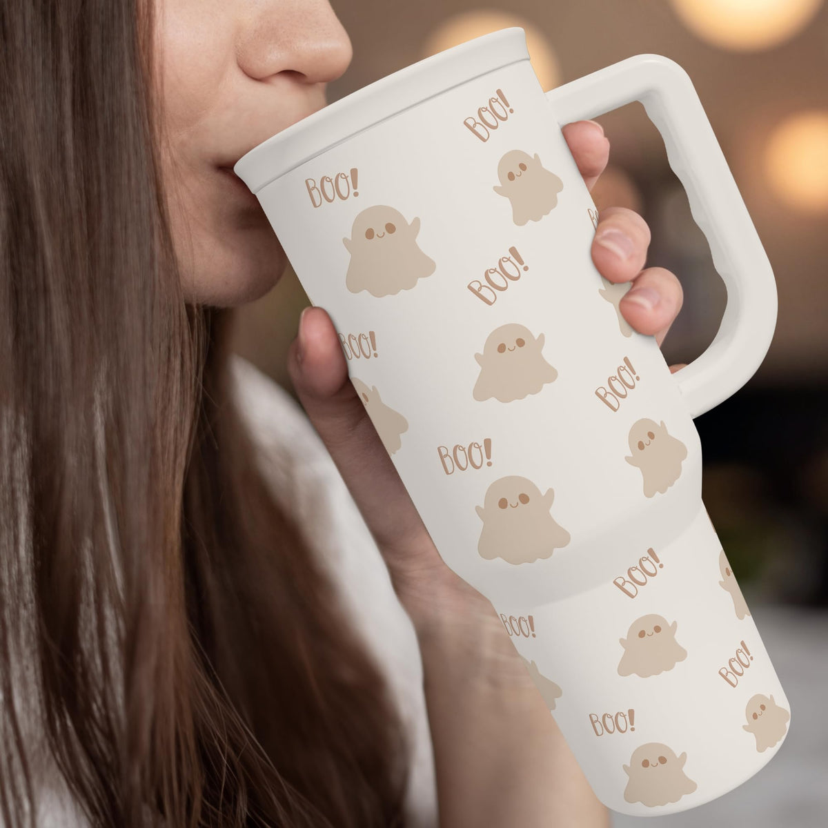 Boo Tumbler with Handle and Straw 40oz